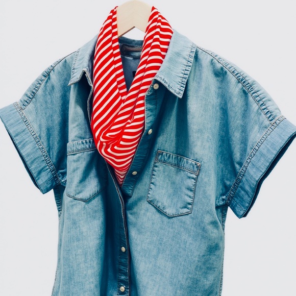 NWT SILKLETTE ‘Bonjour’ Red/White Stripes 100% Fine Silk Kerchief Scarf - Picture 4 of 9